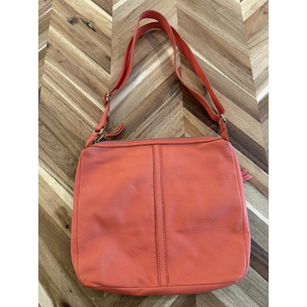 Fossil‎ Coral/Orange/Salmon Leather Shoulder Messenger Crossbody Bag - Picture 3 of 8